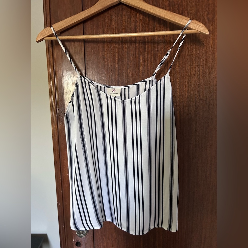 AG Adriano Goldschmied Black and White Striped Top